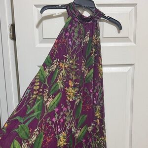 Floral Halter Jump Suit in Purple and Green